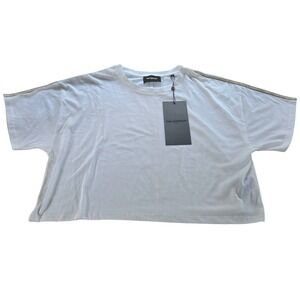 NWT Size 2‎ The Kooples Paris White Rhinestone Embellished Crop Top